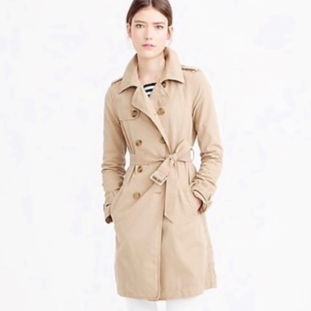 J Crew Washed Cotton Trench Coat size 6
